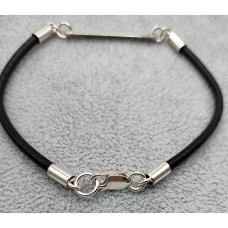 Bransoletka skóra naturalna 2,5 mm z grawerem srebro 925